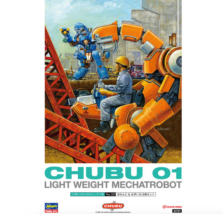 Hasegawa 64791 1/35 CHUBU 01 "Orange & Sky Blue" Lightweight Mechatrobot Model Kit