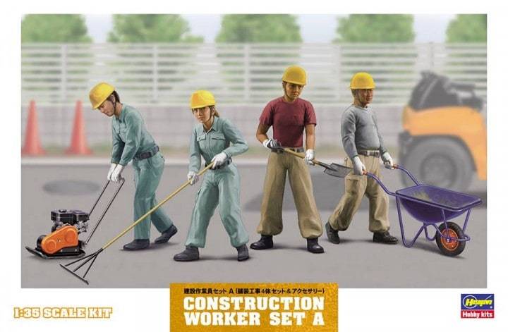 Hasegawa 66003 1/35 Construction Workers Set A Model Kit