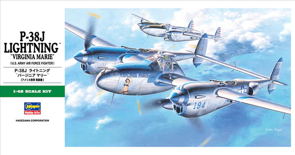 Hasegawa 9101 1/48 Lockheed P-38J Lightning 'Virginia Marie' Model Aircraft Kit