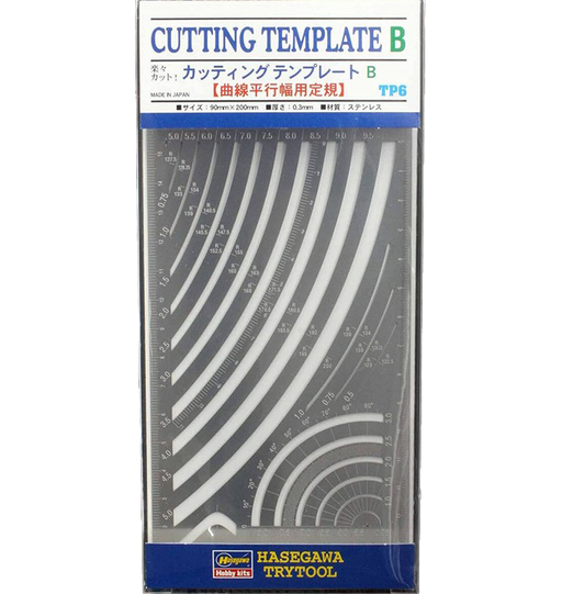 Hasegawa TP6 Trytool Cutting Template B (Curved Parallel Widths)