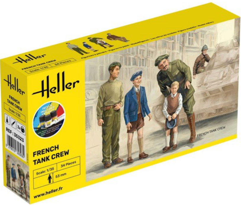Heller 35323 1/35 French Tank Crew Figures Model Starter Set Kit