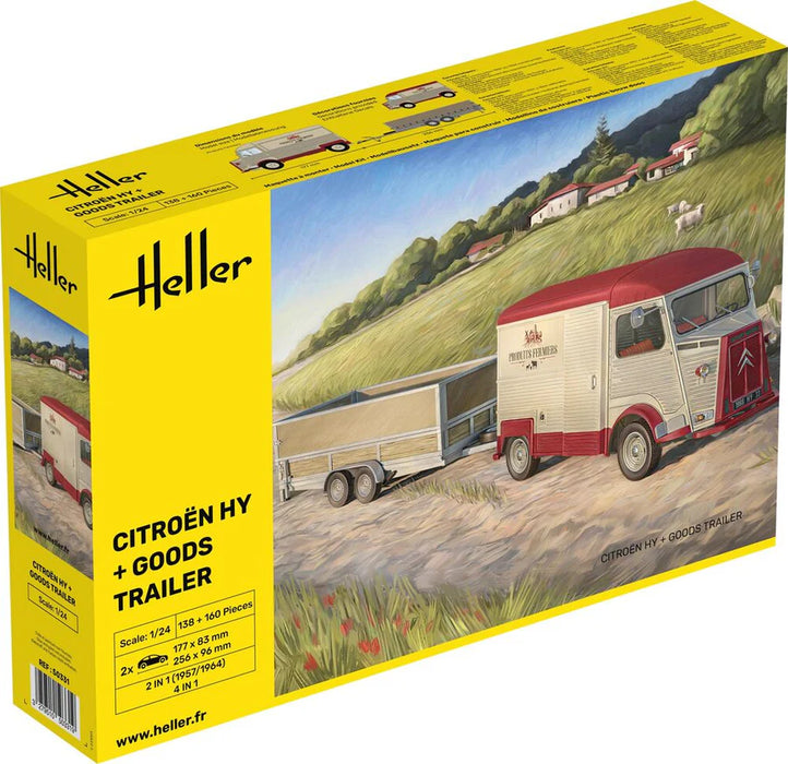 Heller 50331 1/24 Citroën HY + Goods Trailer Model Vehicle Kit