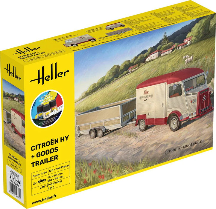 Heller 52331 1/24 Citroën HY + Goods Trailer Model Starter Set Kit