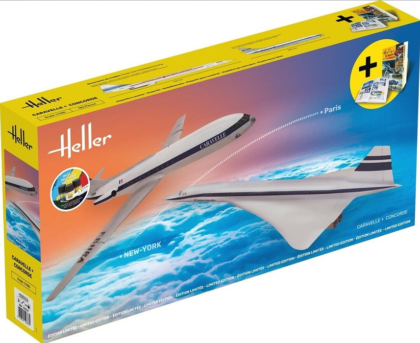 Heller 52333 1/100 Concorde and Caravelle Model Aircraft Starter Set Kit