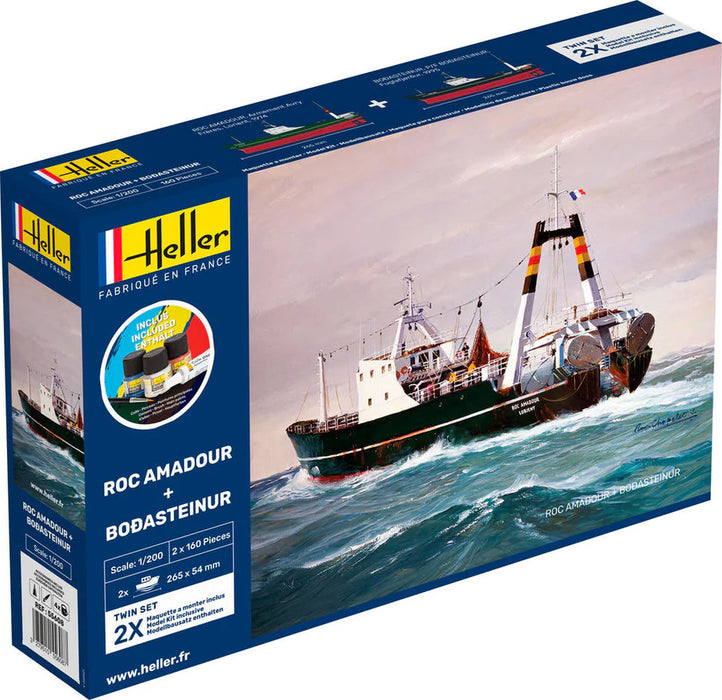 Heller 55608 1/200 Roc Amadour + Boðasteinur Trawler Model Ship Starter Set Kit