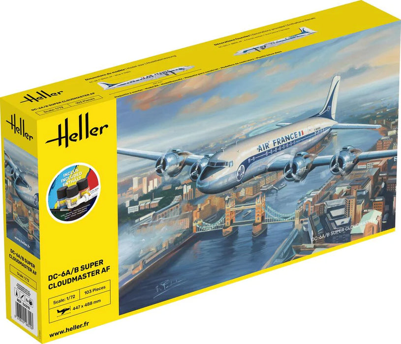 Heller 56315 1/72 DC-6A/B Super Cloudmaster AF Model Aircraft Starter Set Kit