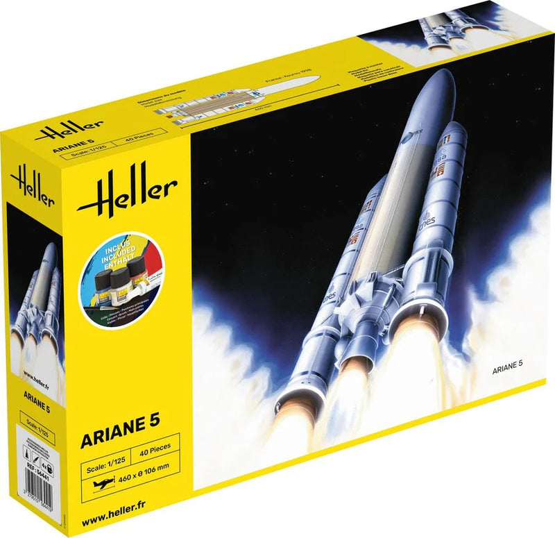 Heller 56441 1/125 Ariane V Rocket Model Starter Set Kit