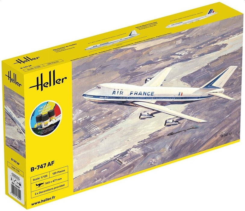 Heller 56459 1/125 Boeing 747-200 AF Model Aircraft Starter Set Kit
