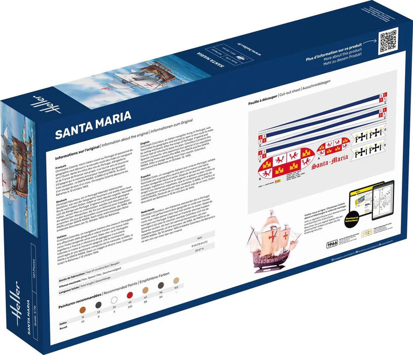 Heller maquette bateau 56865 SANTA MARIA Inclus peintures principale colle et pinceau 1/75 Heller maquette bateau 56865 SANTA MARIA Inclus peintures principale colle et pinceau 1/75