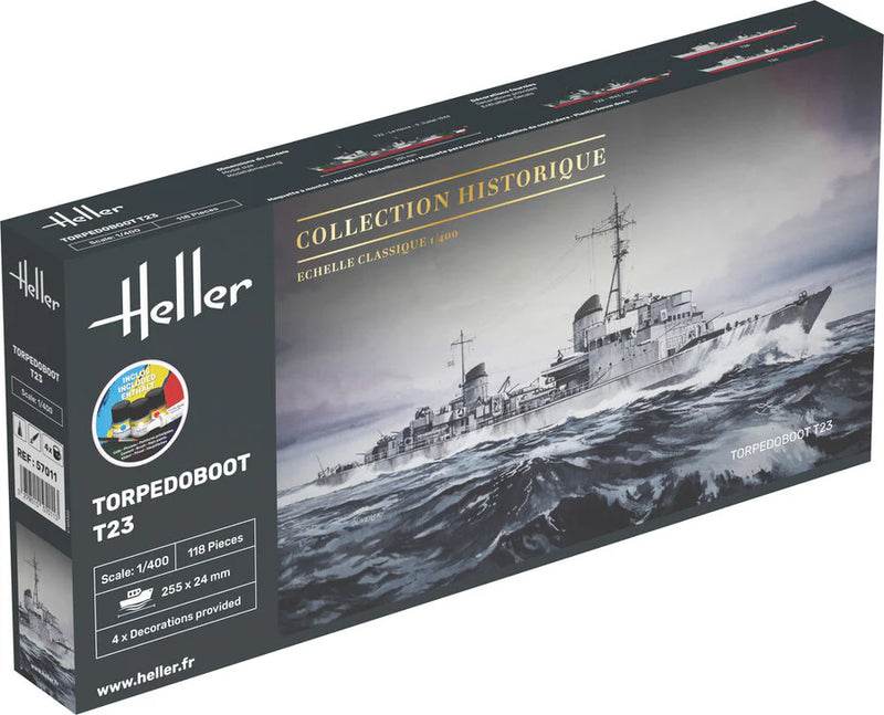 Heller 57011 1/400 Torpedoboot T23 Model Ship Starter Set