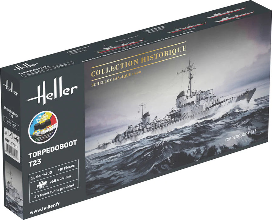 Heller 57011 1/400 Torpedoboot T23 Model Ship Starter Set