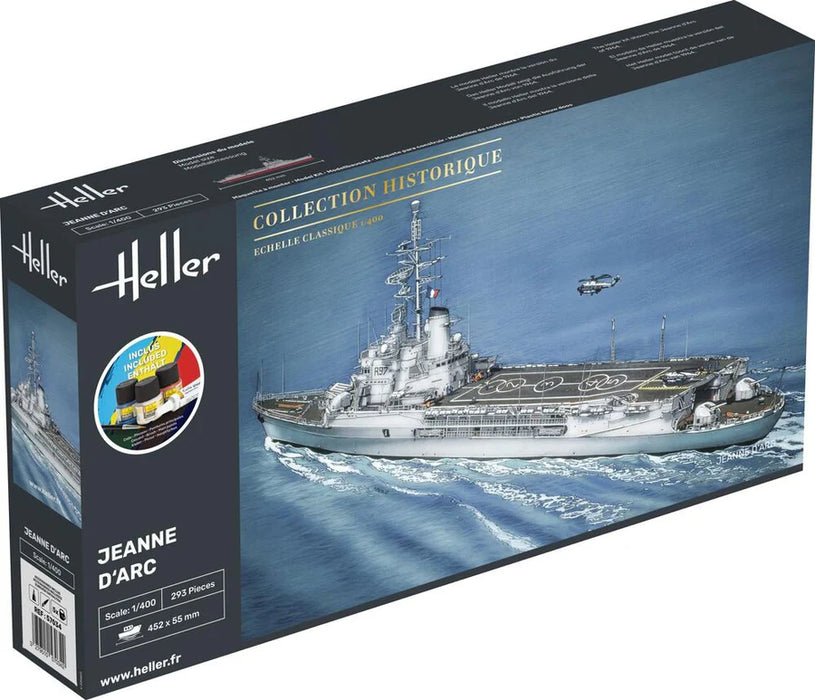 Heller 57034 1/400 Jeanne d'Arc Helicopter Cruiser Model Ship Starter Set