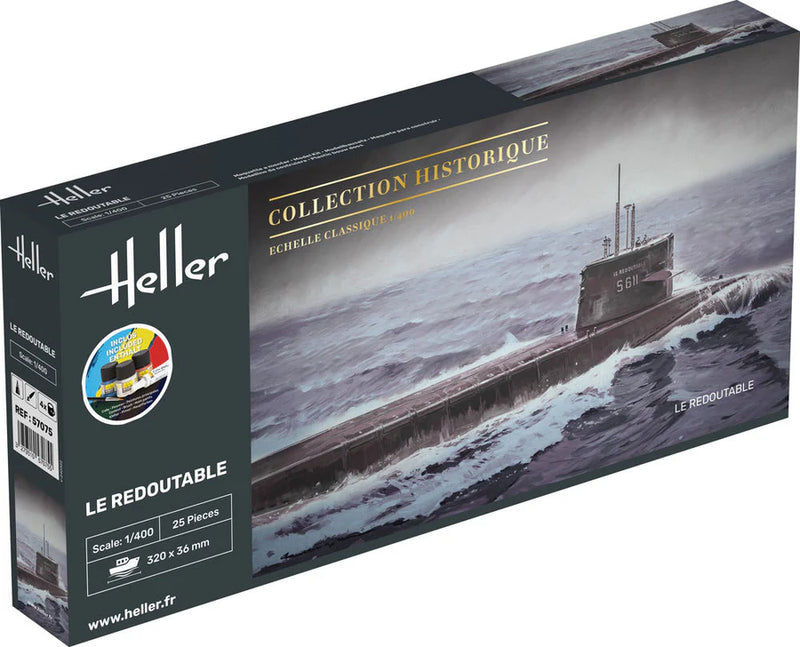Heller 57075 1/400 Le Redoutable French Submarine Model Starter Set