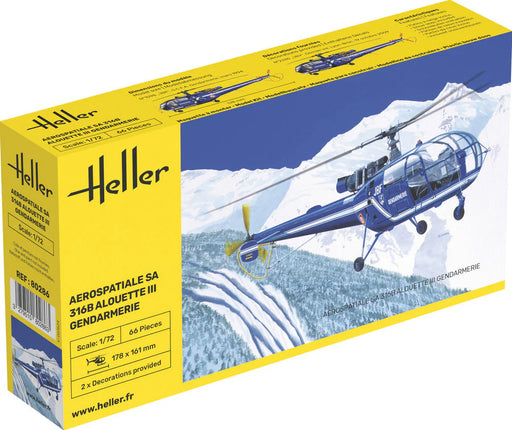 Heller 80286 1/72 SA 316B Alouette III Gendarmerie Helicopter Model Kit