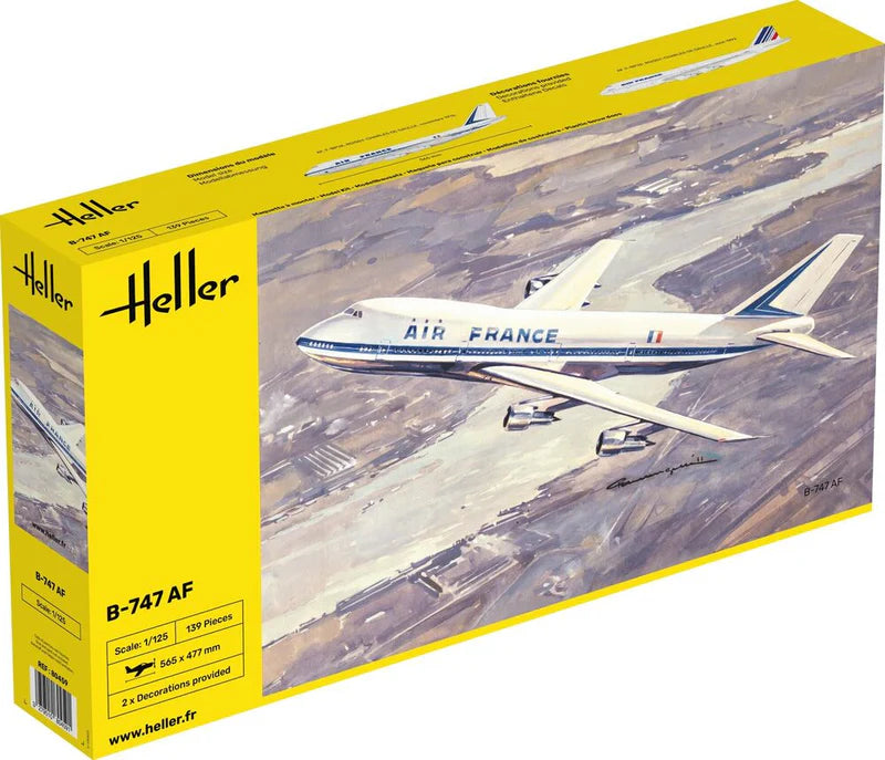 Heller 80459 1/125 B747 Air France Commercial Airliner Model Aircraft Kit