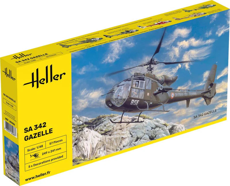 Heller 80486 1/48 SA342 Gazelle Light Multi-Purpose Model Helicopter Kit