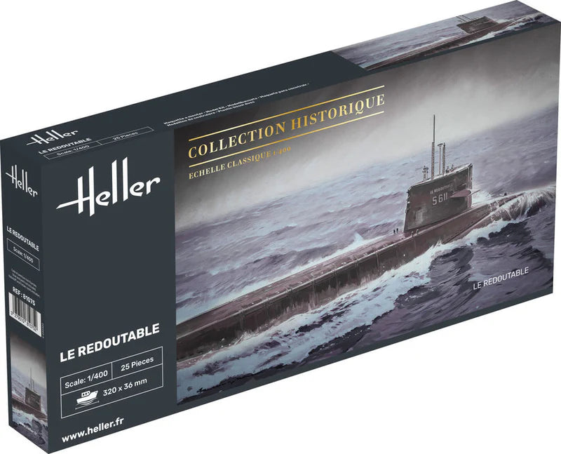 Heller 81075 1/400 Le Redoubtable French Submarine Model Kit — White ...