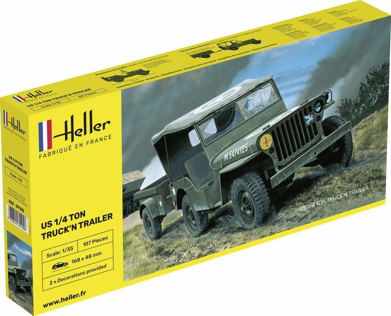 Heller 81105 1/35 US 1/4-Ton Truck with Trailer Model Kit