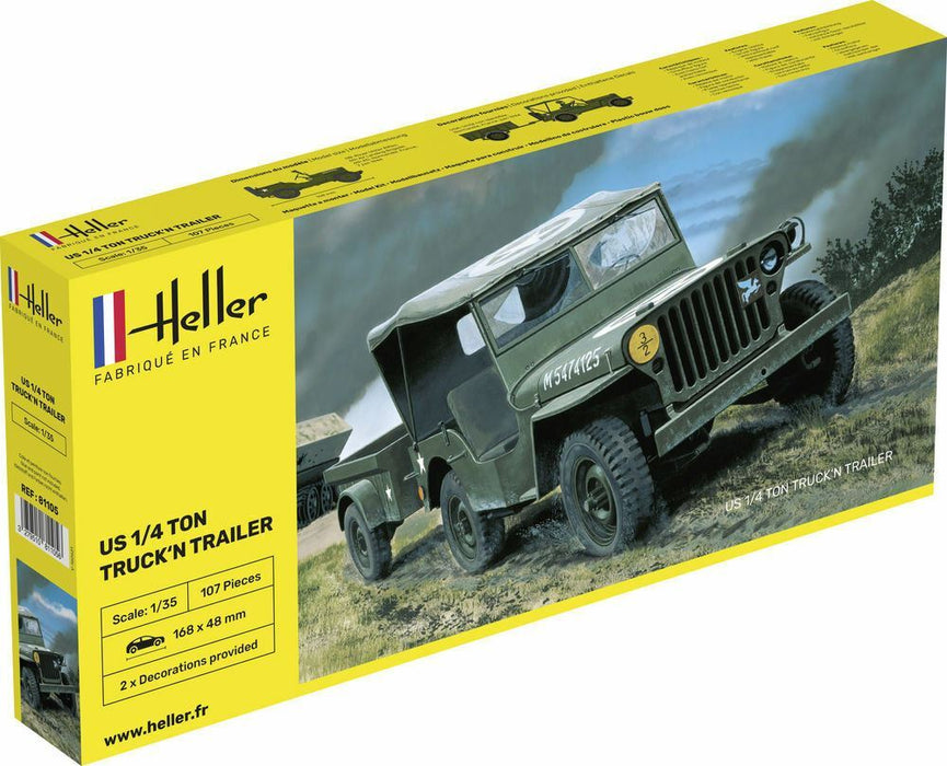 Heller 81105 1/35 US 1/4-Ton Truck with Trailer Model Kit