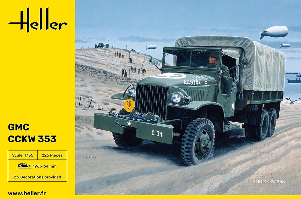 Heller 81121 1/35 GMC CCKW 353 Truck with Canvas-Type Cover Model Kit