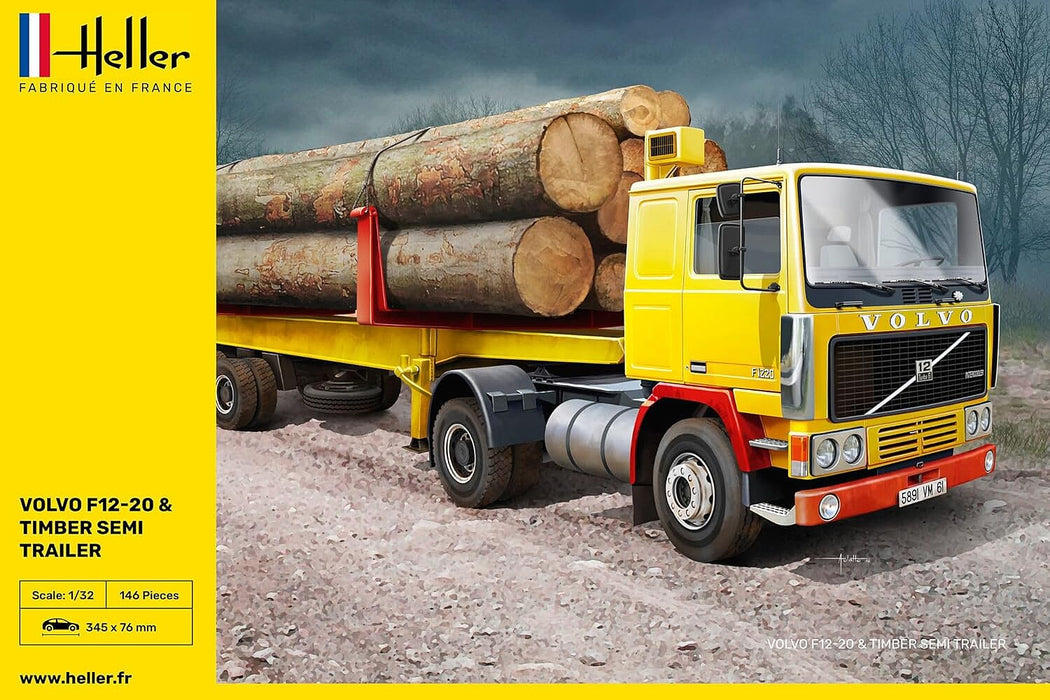 Heller 81704 1/32 Volvo F12-20 Tractor with Timber & Semi-Trailer Model Kit