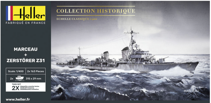 Heller 85009 1/400 Marceau + Zerstörer Z31 Model Ship Kits