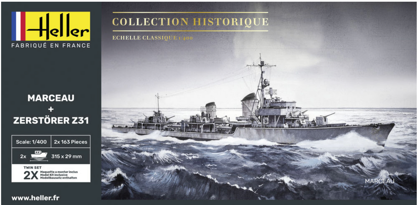 Heller 85009 1/400 Marceau + Zerstörer Z31 Model Ship Kits