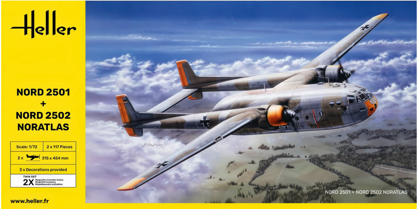 Heller 85374 1/72 Nord 2501 + Nord 2502 Noratlas Cargo Planes Model Kit