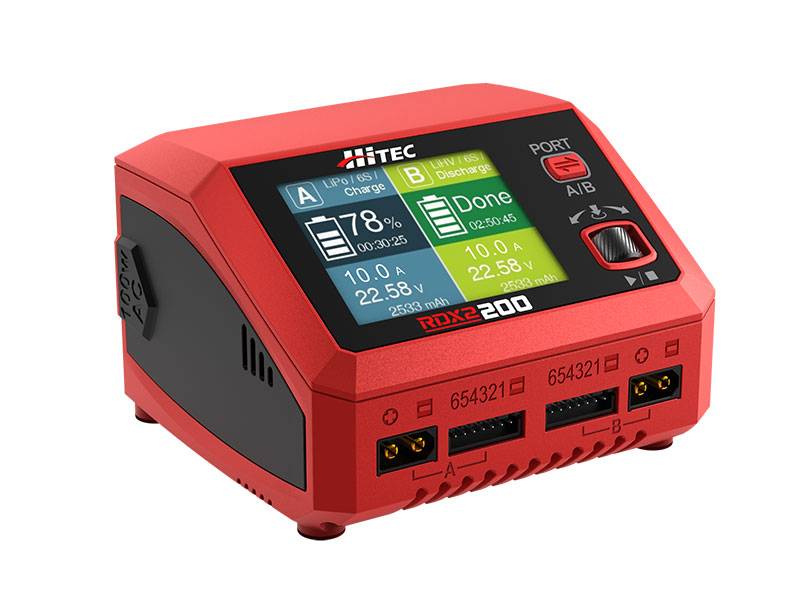 HiTEC 44370 RDX2 AC/DC 200W Dual RC Battery Charger