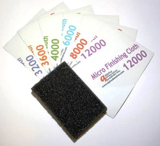 Hobby Stix 2050 3"x4" Micro Finishing Cloth Abrasive Sheets with Foam Back-Up Pad (6 different grits)