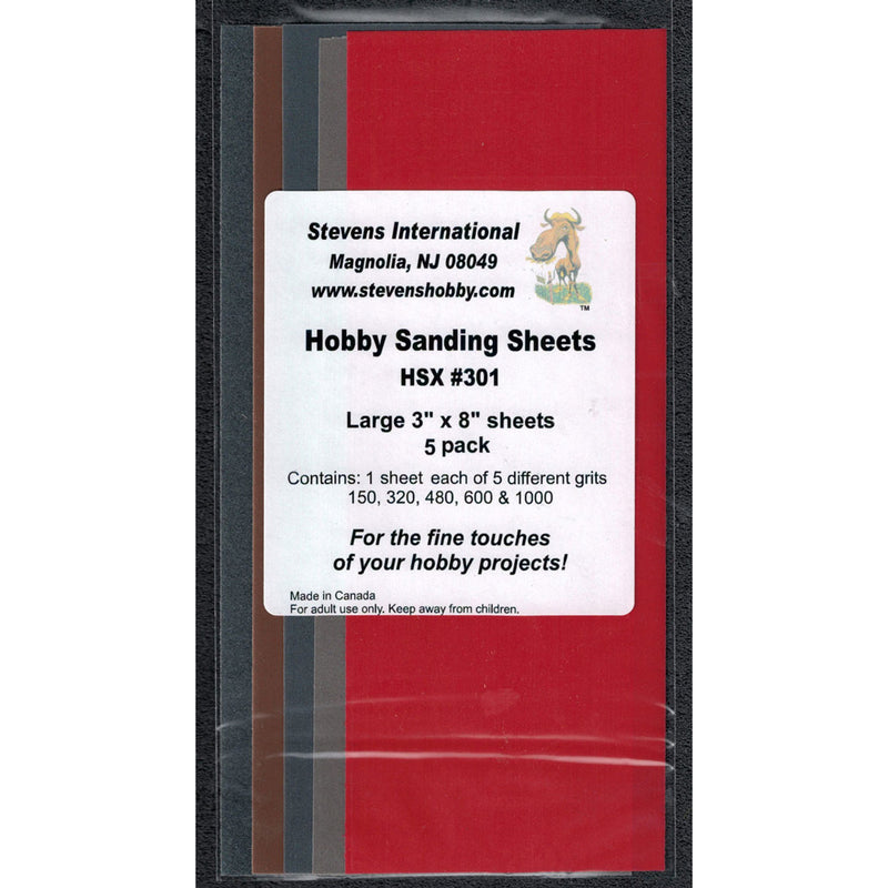 Hobby Stix 301 3"x8" Hobby Sanding Sheets (5 different grifts)