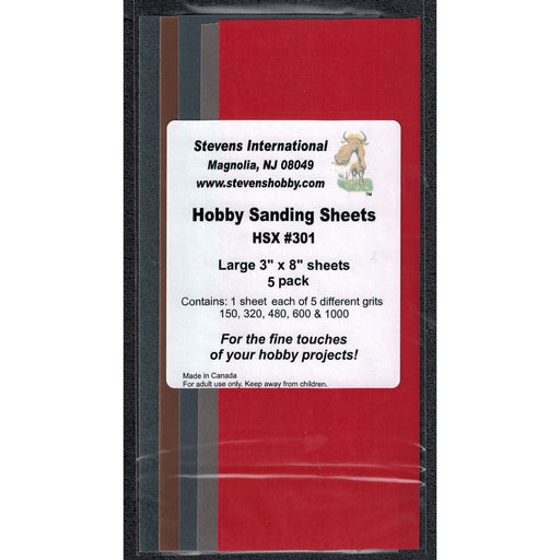 Hobby Stix 301 3"x8" Hobby Sanding Sheets (5 different grifts)