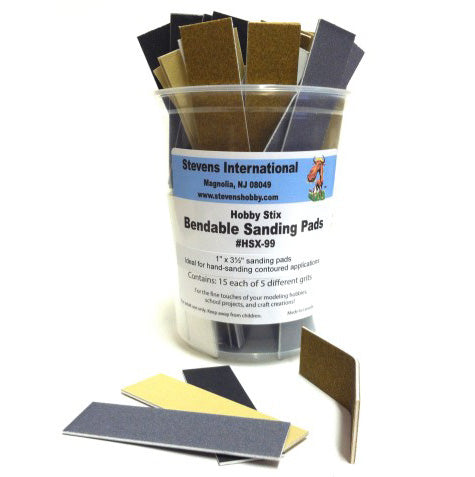 Hobby Stix 99 Hobby Stix Bendable Sanding Pads Counter Canister (15 each of 5 different grits)