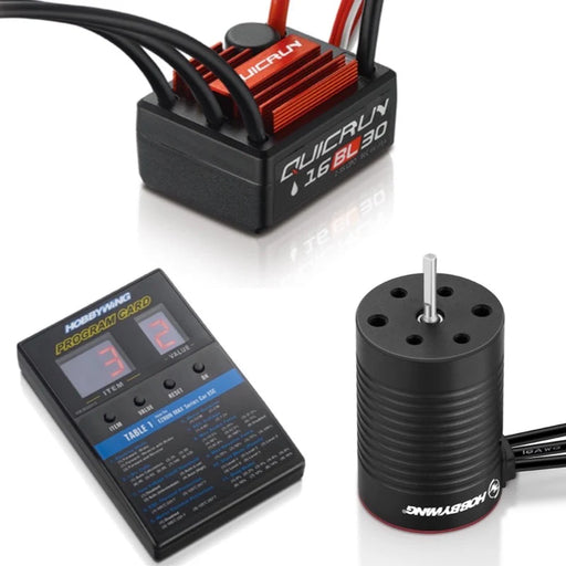 HOBBYWING 30110000B04 QuicRun 16BL30 ESC and 2435 G3 4500KV Motor and LED Card Bundle