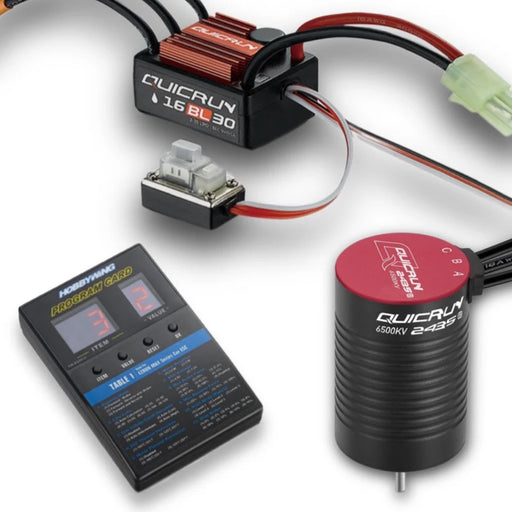HOBBYWING 30110000B05 QuicRun 16BL30 ESC and 2435 G3 6500KV Motor and LED Card Bundle