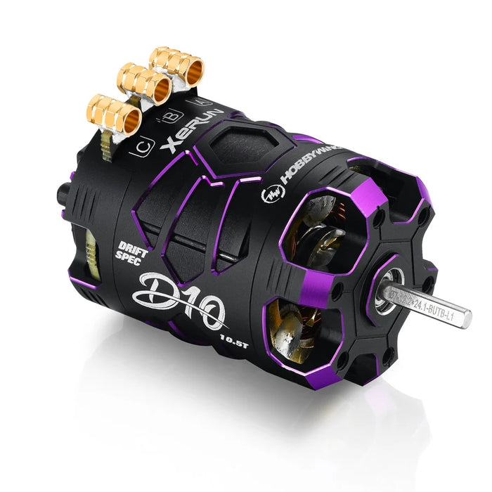 HOBBYWING 30401136 XeRun D10 10.5T 4600KV Brushless Drift Motor - Purple Spirit Edition