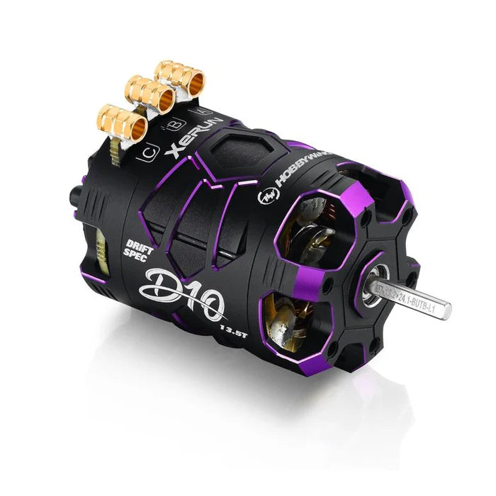 HOBBYWING 30401139 XeRun D10 13.5T 2900KV Brushless Drift Motor - Purple Spirit Edition