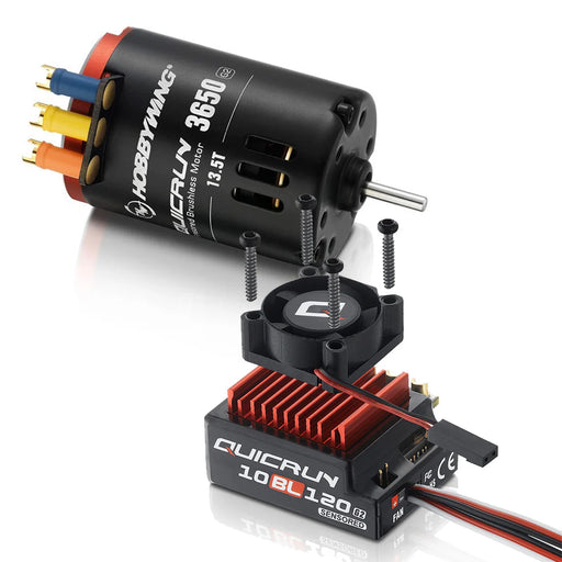 HOBBYWING 38020382 QuicRun 10BL120 G2 ESC and 3650 SL 13.5T G2 Brushless Motor Combo