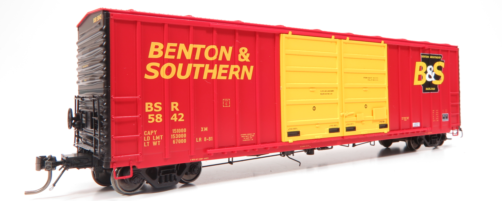 Home Shops HFB-029-002 HO Scale PC&F 5258 50' Double Door Boxcar Benton and Southern BSR 5823