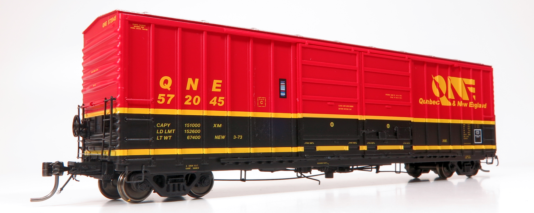 Home Shops HFB-030-004 HO Scale PC&F 5258 50' Double Door Boxcar Quebec and New England QNE 572189