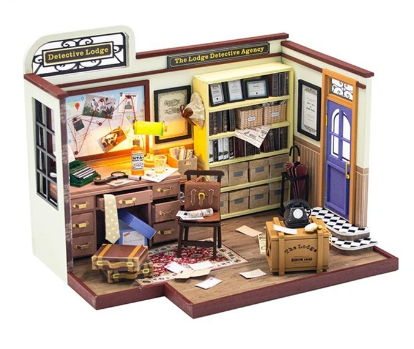 Hongda PC2308 Detective Lodge - Rocky Detective Agency DIY Wooden Dollhouse