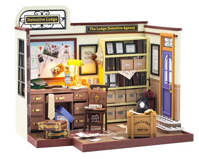 Hongda PC2308 Detective Lodge - Rocky Detective Agency DIY Wooden Dollhouse