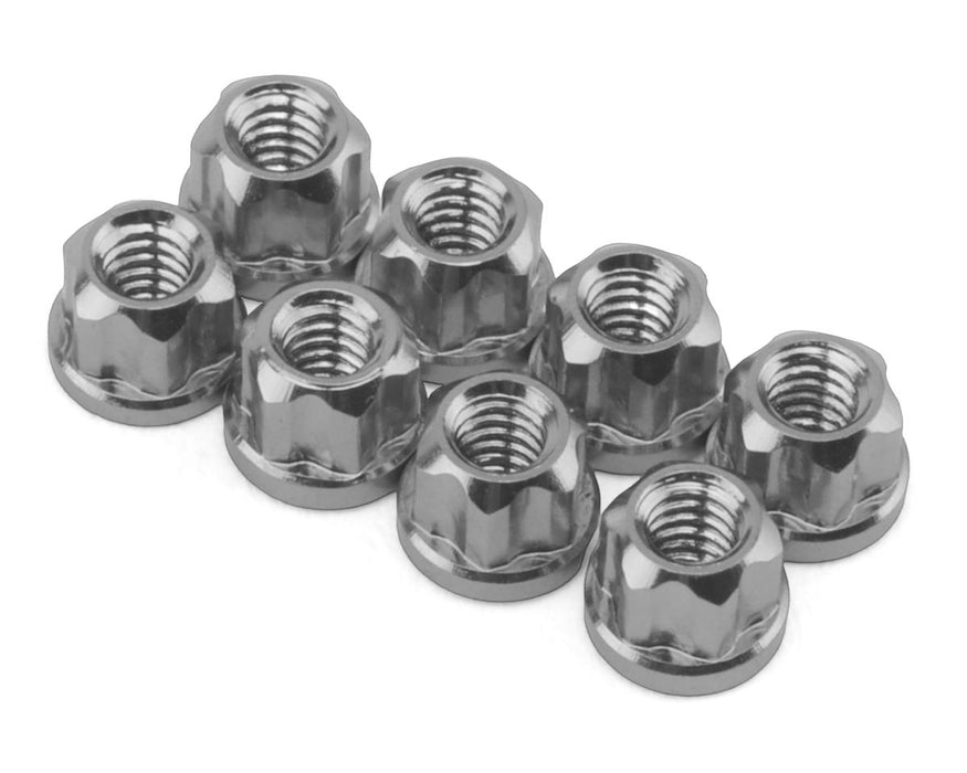 Hot Racing HRASXTY23N08 Axial SCX30 Silver Aluminum 2mm Flange Wheel Nuts (8 Pack)