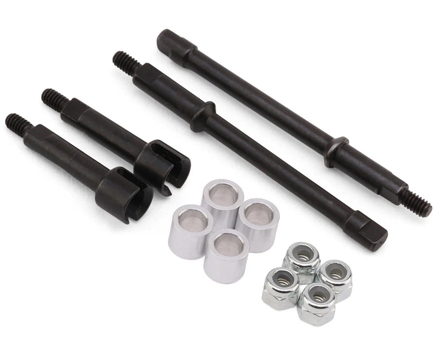 Hot Racing HRASXTY39AW04 Axial SCX30 +4mm Wide CNC-Machined Hardened Spring Steel Axles Set