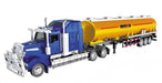 HuiNa 1/50 Diecast Blue American Tanker Truck with Yellow Trailer
