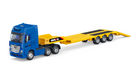 HuiNa 1/50 Diecast Blue Euro Truck with Yellow Flatbed Trailer