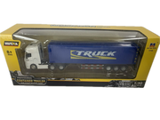 HuiNa 1/50 Diecast White Euro Truck with Blue Container Trailer