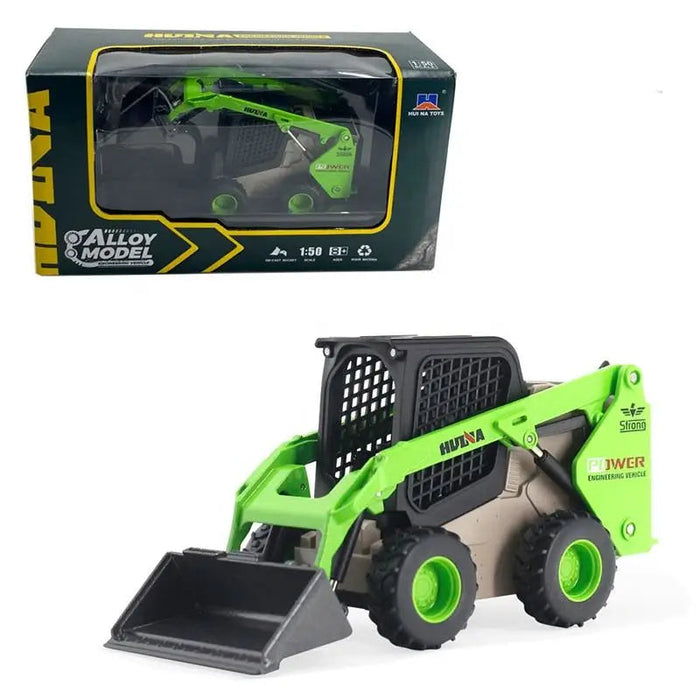 HuiNa 1707 1/50 Diecast Green Skid Loader with Bucket Construction Toy