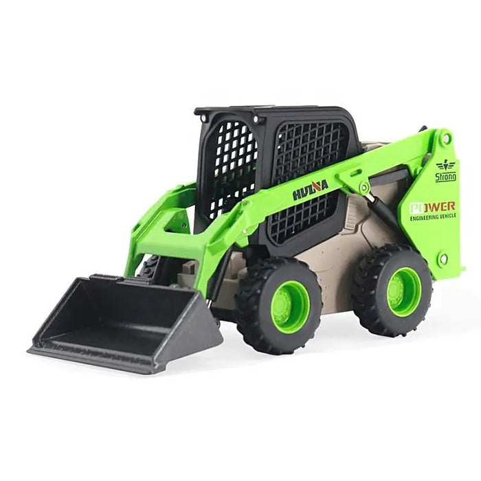 HuiNa 1707 1/50 Diecast Green Skid Loader with Bucket Construction Toy