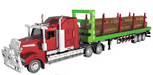 HuiNa 1/50 Diecast Red American Timber Truck with Green Trailer